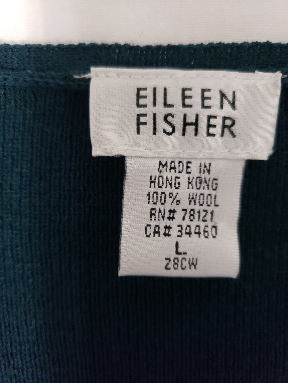 Eileen Fisher 100% Wool Long Cardigan Sweater Women’s L Teal Blue Minimalist - Picture 6 of 8